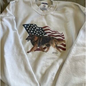 Vintage American Flag German Shepherd Sweat Shirt